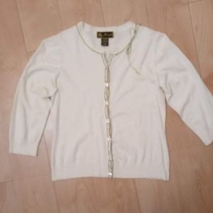 Mirasol Small Nylon Blend White Knit Cardigan Beaded